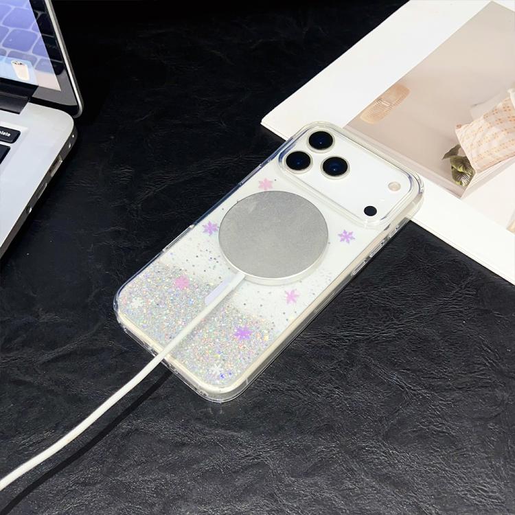 For iPhone 17 Pro Max Clear Glitter TPU Magnetic Phone Case