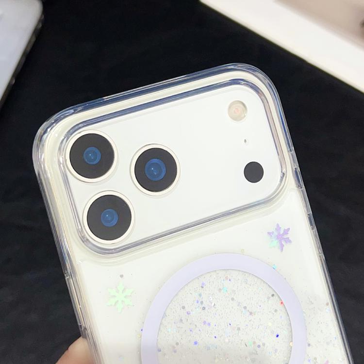 For iPhone 17 Pro Max Clear Glitter TPU Magnetic Phone Case