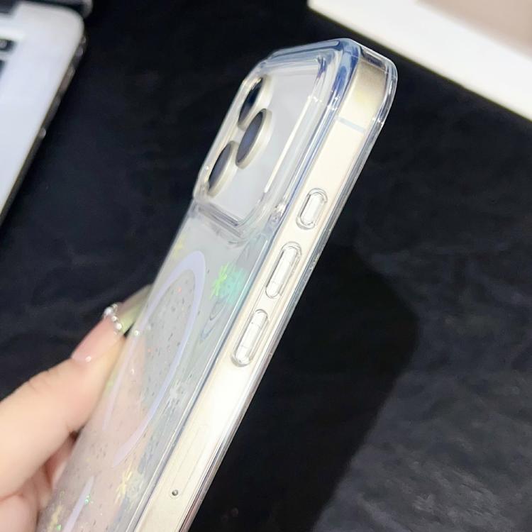 For iPhone 17 Pro Max Clear Glitter TPU Magnetic Phone Case