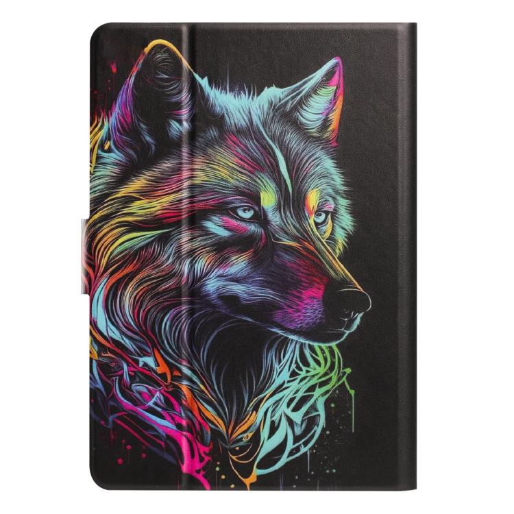 For Amazon Kindle Fire 11th 2024 / 2022 Litchi Texture Voltage Painted Vegan Leather Smart Tablet Case