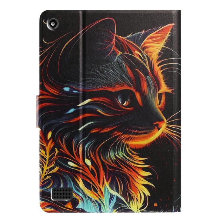 For Amazon Kindle Fire 7 2019 / 2017 Litchi Texture Voltage Painted Vegan Leather Smart Tablet Case