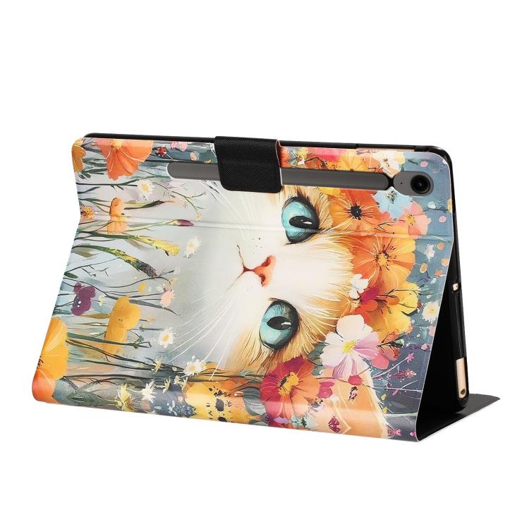 For Samsung Galaxy Tab S9 / S9 FE Litchi Texture Voltage Painted Vegan Leather Smart Tablet Case