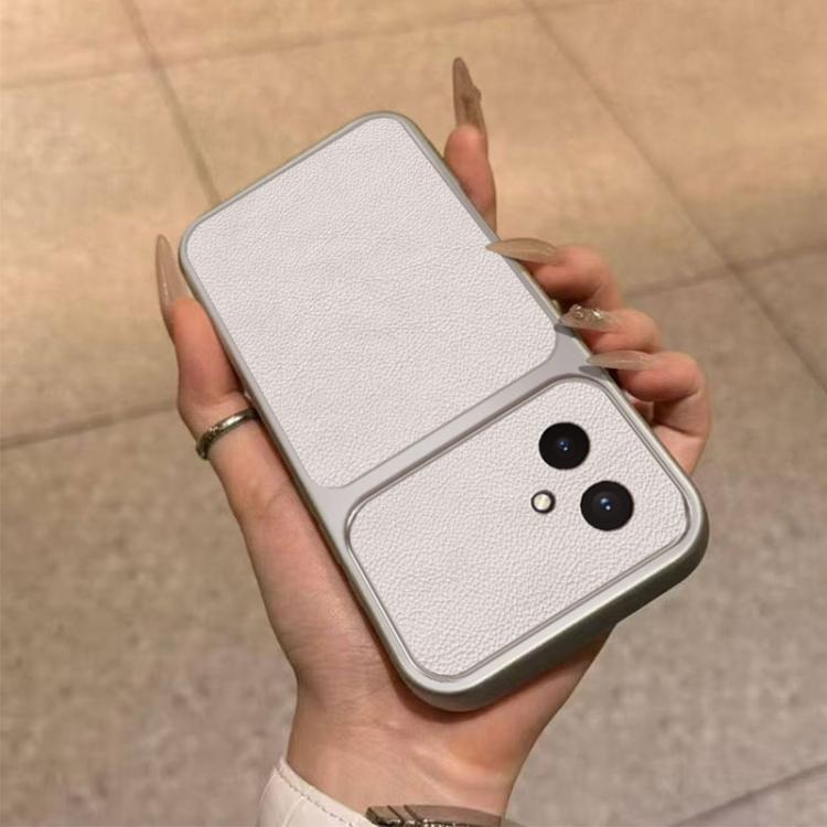 For Honor 100 Large Window Leather Textured Coated TPU Phone Case - White