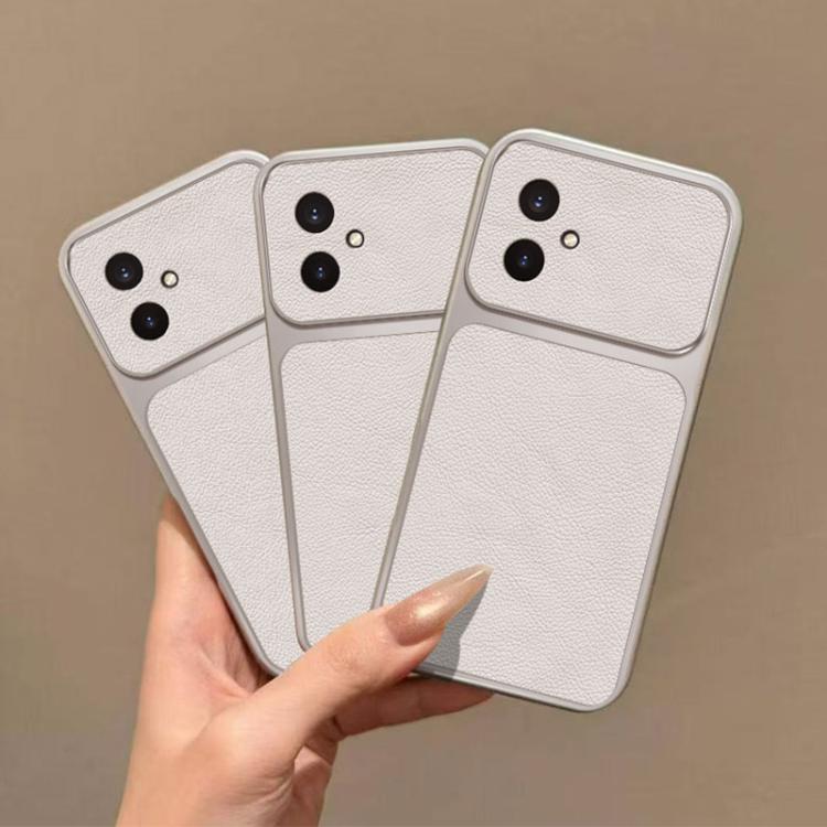 For Honor 100 Large Window Leather Textured Coated TPU Phone Case - White