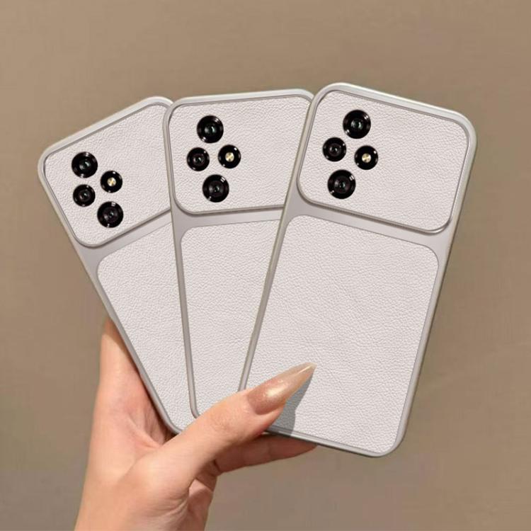 For Honor 200 Large Window Leather Textured Coated TPU Phone Case - White