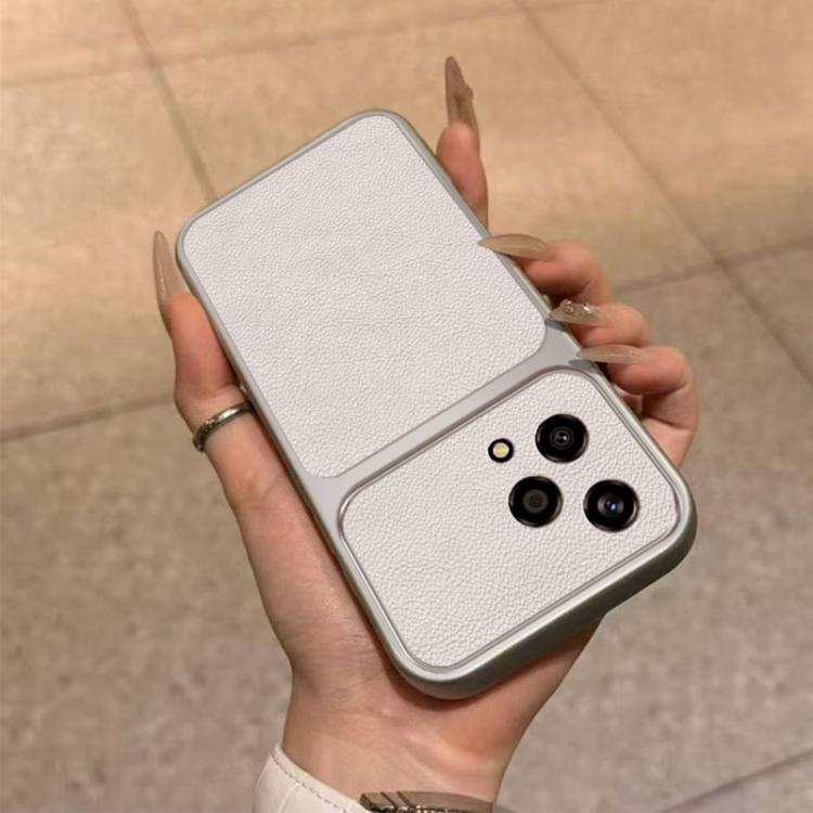 For Honor 200 Lite Global Large Window Leather Textured Coated TPU Phone Case - White