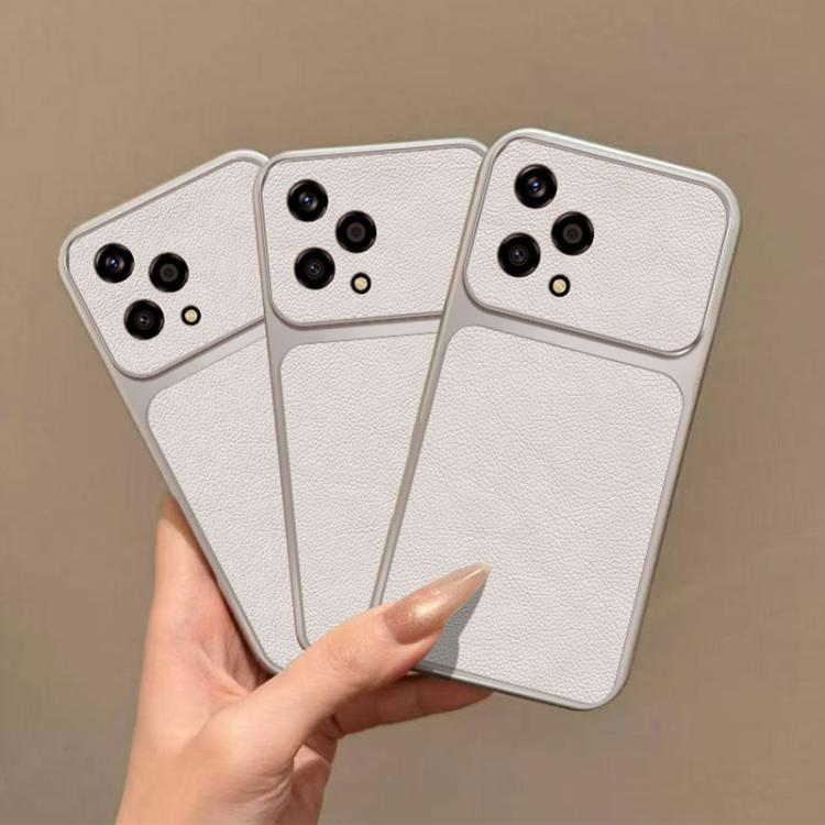 For Honor 200 Lite Global Large Window Leather Textured Coated TPU Phone Case - White