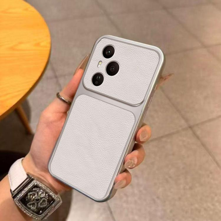 For Honor 400 Pro Global 160.8mm Large Window Leather Textured Coated TPU Phone Case - White