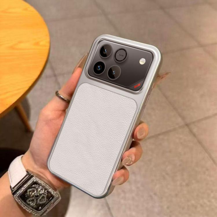 For Honor Win 5G Large Window Leather Textured Coated TPU Phone Case - White