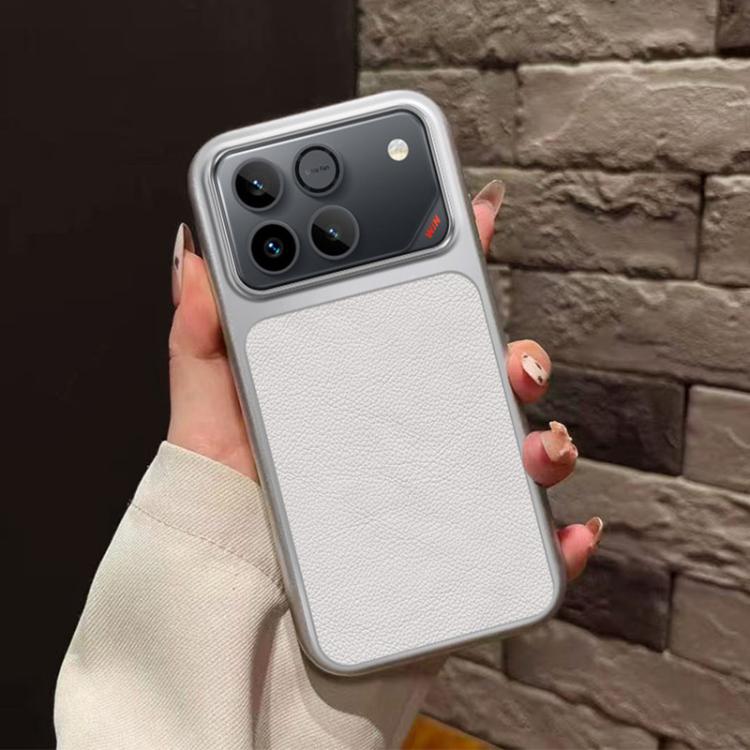 For Honor Win 5G Large Window Leather Textured Coated TPU Phone Case - White