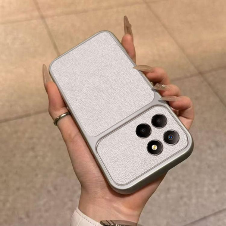 For Honor X8b Large Window Leather Textured Coated TPU Phone Case - White