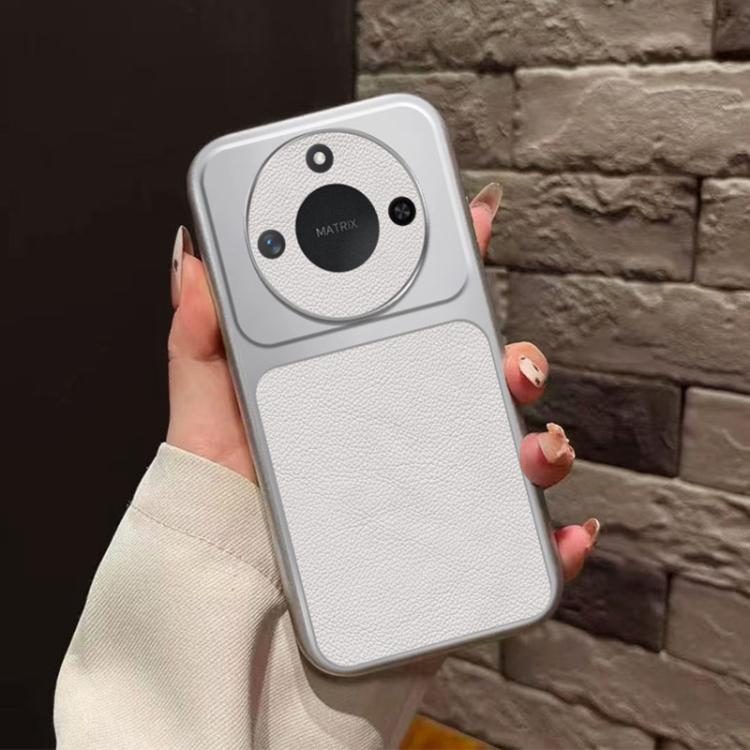 For Honor X70 5G Large Window Leather Textured Coated TPU Phone Case - White