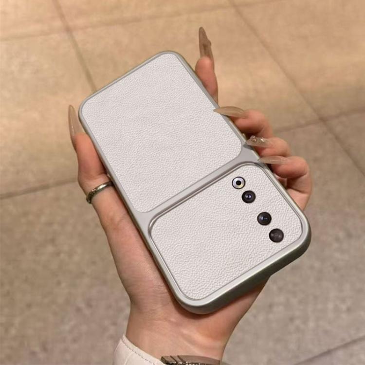 For Honor 90 Large Window Leather Textured Coated TPU Phone Case - White