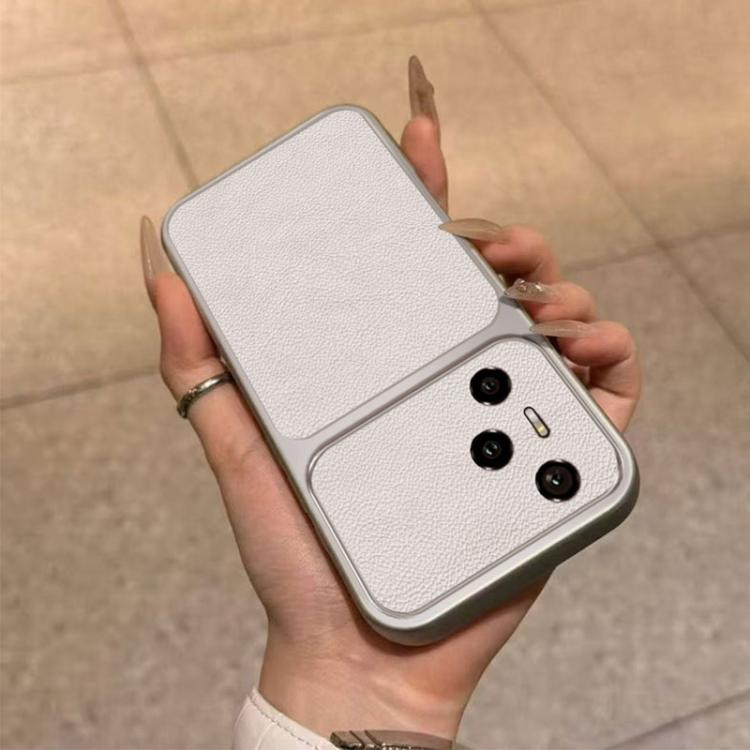 For Honor 300 Pro Large Window Leather Textured Coated TPU Phone Case - White