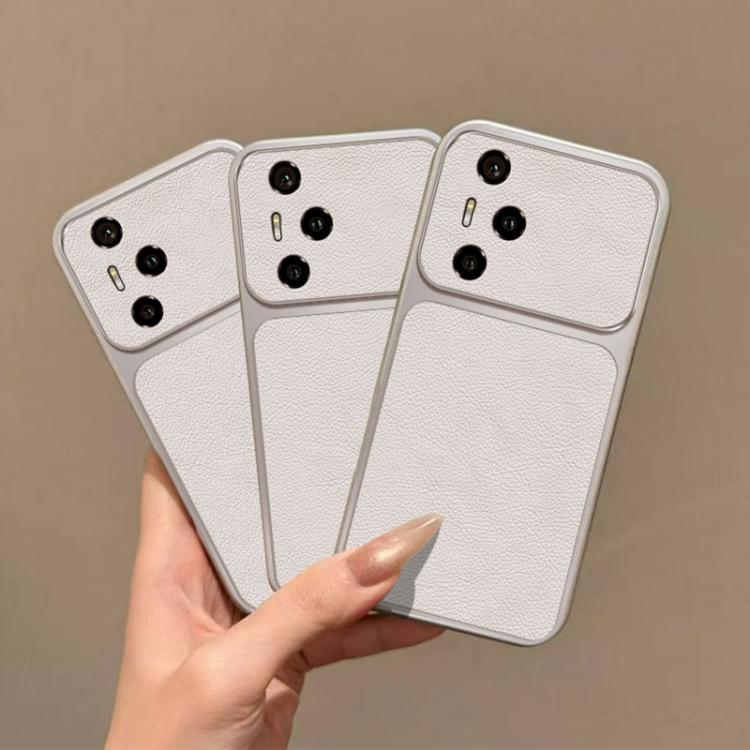 For Honor 300 Pro Large Window Leather Textured Coated TPU Phone Case - White