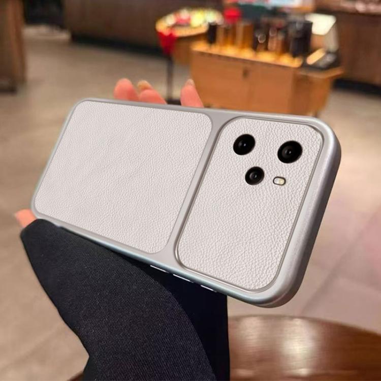 For Honor 100 Pro Large Window Leather Textured Coated TPU Phone Case - White