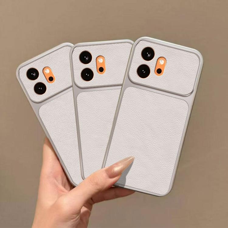 For Honor 600 Global Large Window Leather Textured Coated TPU Phone Case - White