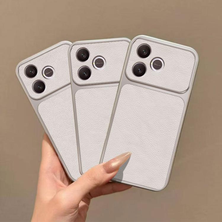 For Honor 600 Lite Global Large Window Leather Textured Coated TPU Phone Case - White