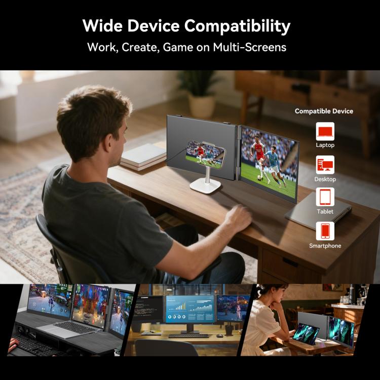 [HK Warehouse] Blackview DCM6 14 inch Dual Screen Portable Laptop Extension Monitor with Stand - Grey
