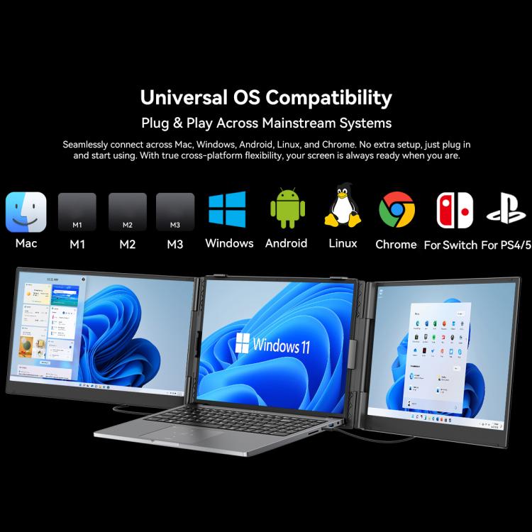 [HK Warehouse] Blackview DCM6 14 inch Dual Screen Portable Laptop Extension Monitor with Stand - Grey