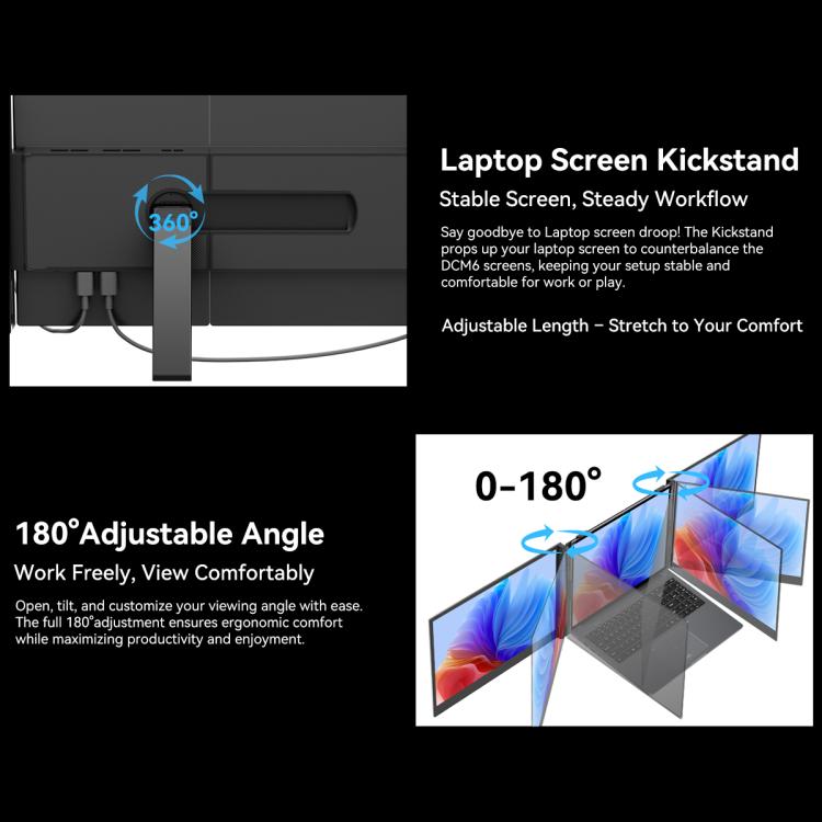 [HK Warehouse] Blackview DCM6 14 inch Dual Screen Portable Laptop Extension Monitor with Stand - Grey
