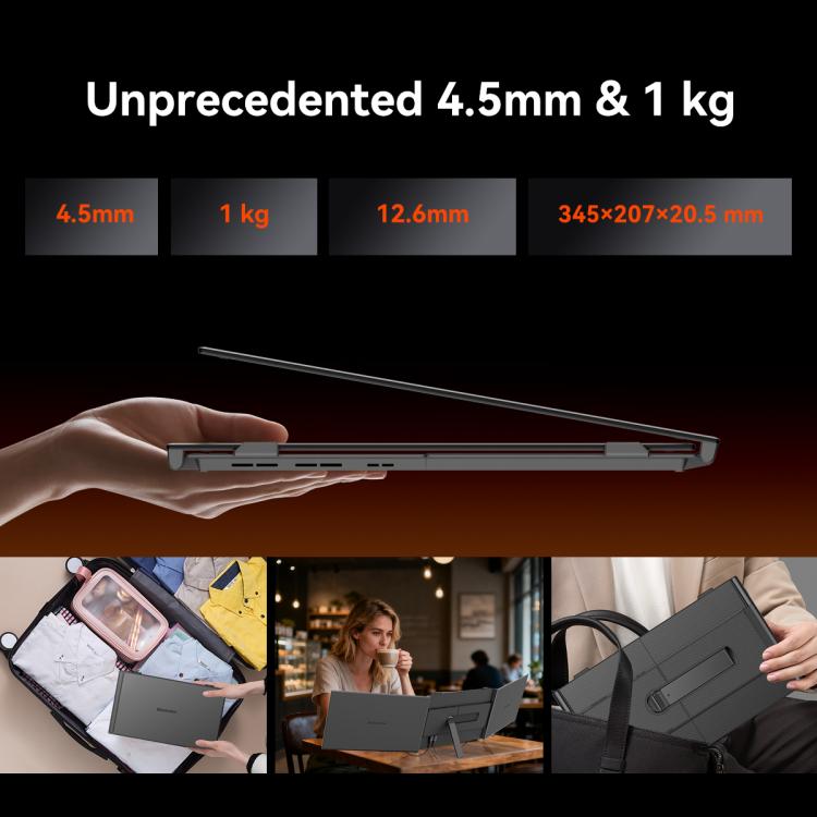 [HK Warehouse] Blackview DCM6 14 inch Dual Screen Portable Laptop Extension Monitor with Stand - Grey