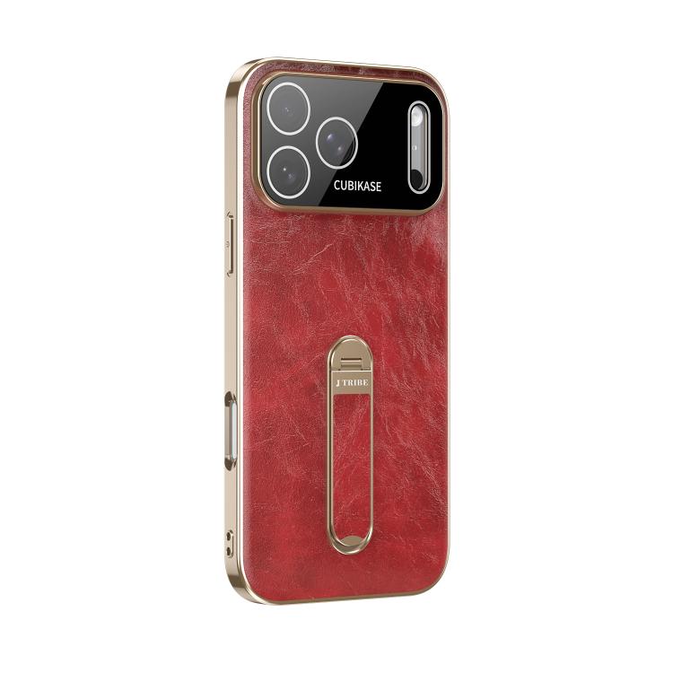 For iPhone 17 Pro Max J TRIBE Holder Oil Wax Texture Vegan Leather Phone Case