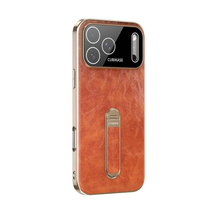 For iPhone 17 Pro Max J TRIBE Holder Oil Wax Texture Vegan Leather Phone Case