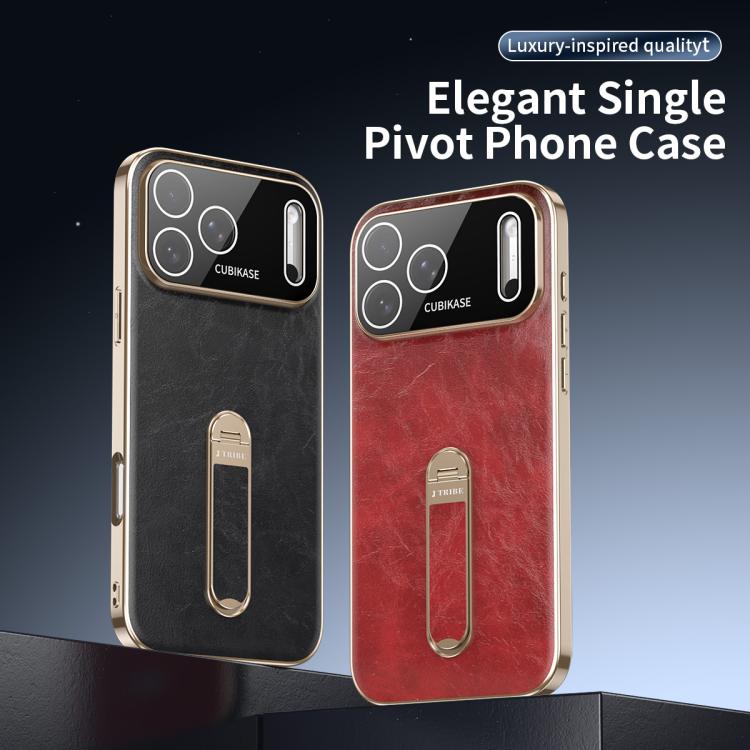For iPhone 17 Pro J TRIBE Holder Oil Wax Texture Vegan Leather Phone Case