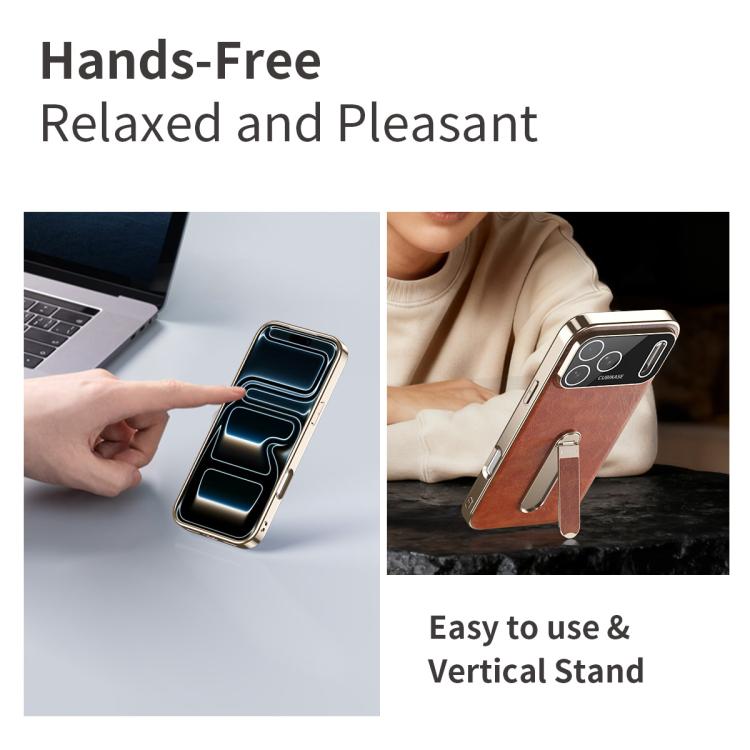 For iPhone 17 Pro Max J TRIBE Holder Oil Wax Texture Vegan Leather Phone Case