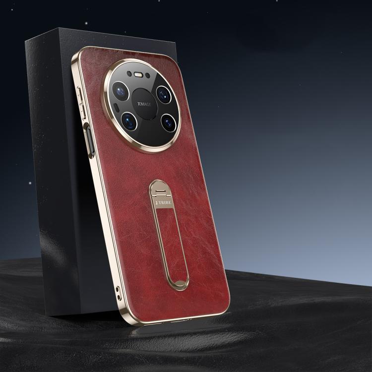 For Huawei Mate 80 Pro Max J TRIBE Holder Oil Wax Texture Vegan Leather Phone Case
