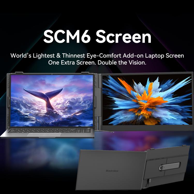 [HK Warehouse] Blackview SCM6 14 inch Portable Laptop Ultra-thin LCD Monitor Screen Extender with Stand - Grey