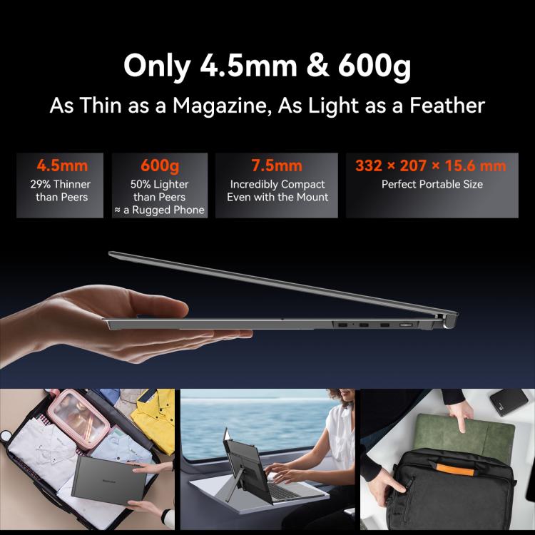 [HK Warehouse] Blackview SCM6 14 inch Portable Laptop Ultra-thin LCD Monitor Screen Extender with Stand - Grey