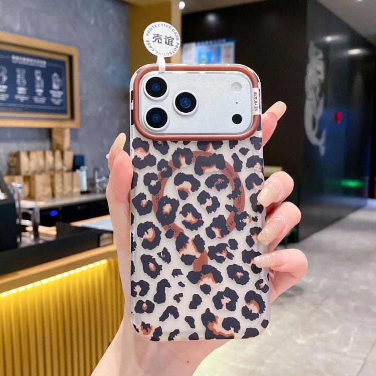 For iPhone 17 Pro Leopard Print Design PC + TPU Magnetic Phone Case