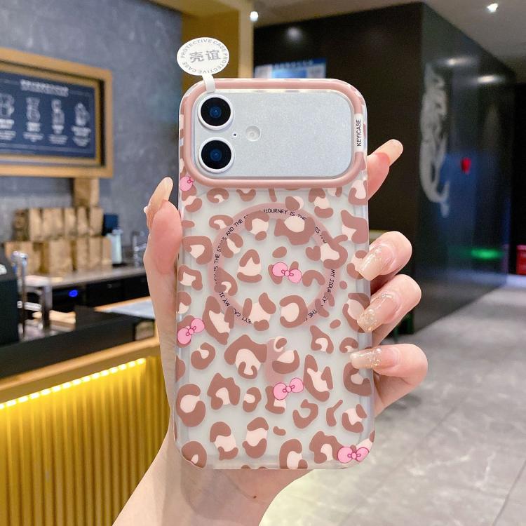 For iPhone 16 Leopard Print Design PC + TPU Magnetic Phone Case