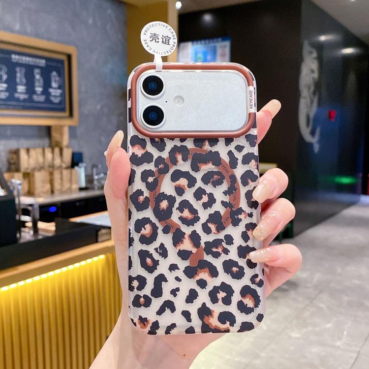 For iPhone 16 Leopard Print Design PC + TPU Magnetic Phone Case