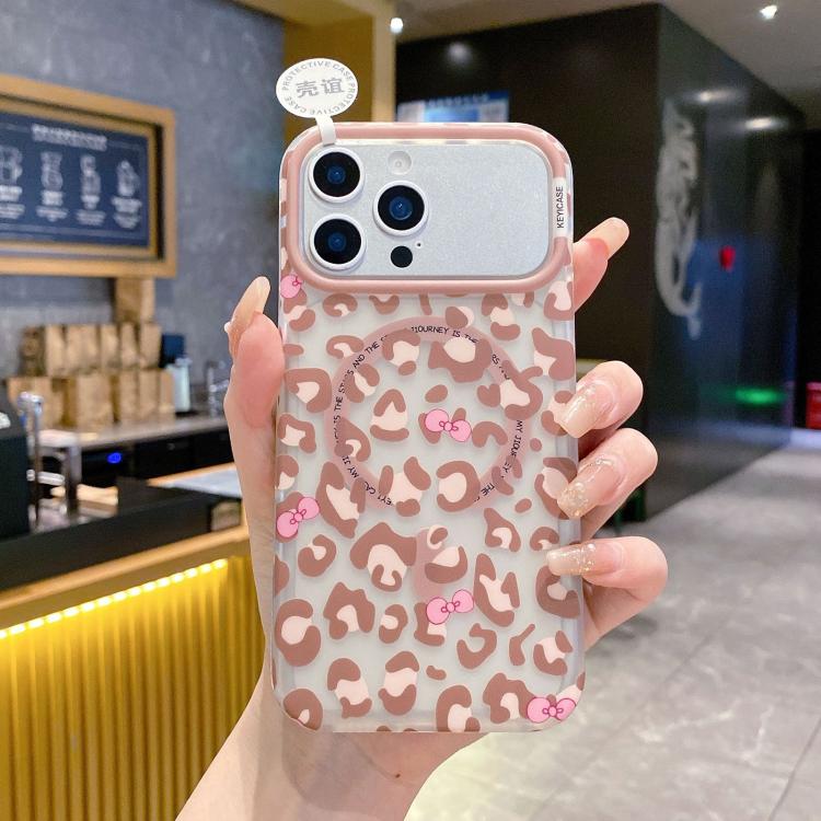 For iPhone 14 Pro Max Leopard Print Design PC + TPU Magnetic Phone Case