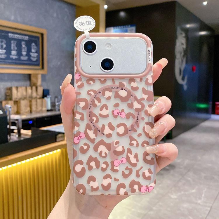 For iPhone 13 Leopard Print Design PC + TPU Magnetic Phone Case