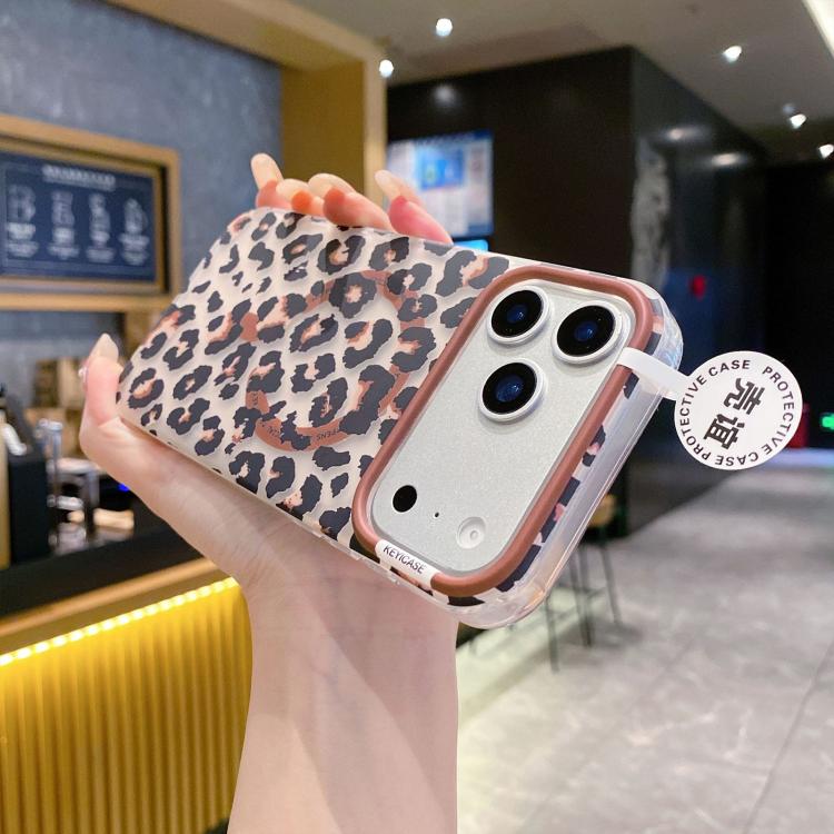 For iPhone 13 Leopard Print Design PC + TPU Magnetic Phone Case