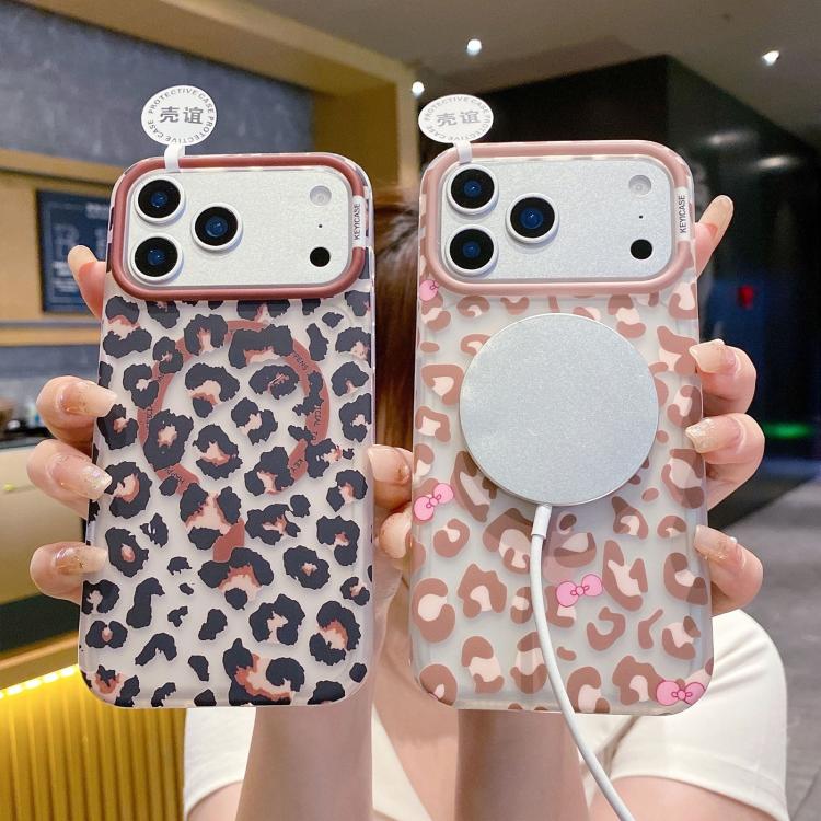 For iPhone 16 Leopard Print Design PC + TPU Magnetic Phone Case