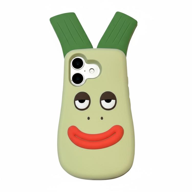 For iPhone 17 Cute Big Green Onion Design Silicone Shockproof Phone Case