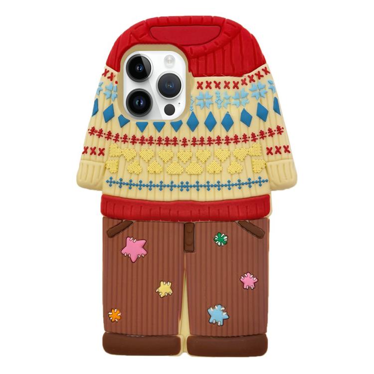 For iPhone 16 Pro Max Cute Sweater Design Silicone Shockproof Phone Case