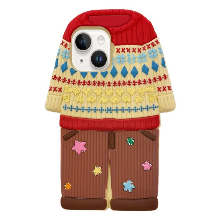 For iPhone 14 Cute Sweater Design Silicone Shockproof Phone Case