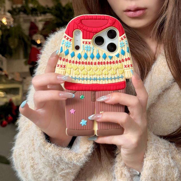 For iPhone 17 Cute Sweater Design Silicone Shockproof Phone Case