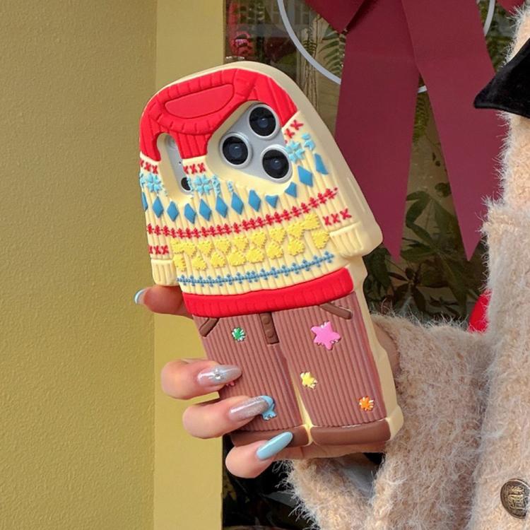 For iPhone 17 Pro Max Cute Sweater Design Silicone Shockproof Phone Case