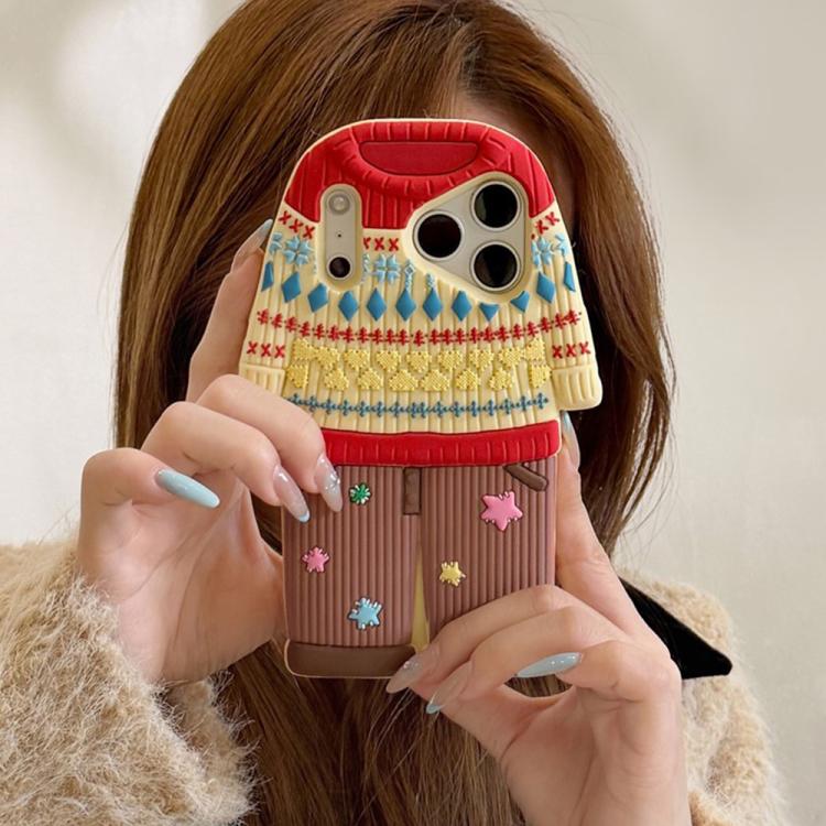 For iPhone 13 Pro Max Cute Sweater Design Silicone Shockproof Phone Case