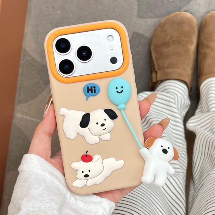 For iPhone 17 Pro Max Cute Balloon Dog Design Silicone Shockproof Phone Case