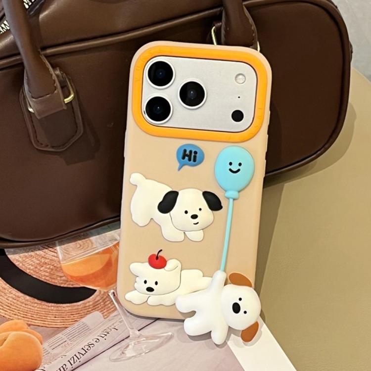 For iPhone 15 Pro Max Cute Balloon Dog Design Silicone Shockproof Phone Case