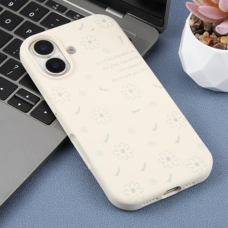 For iPhone 17 Large Hole Daisy Floral Printed Liquid Silicone Phone Case