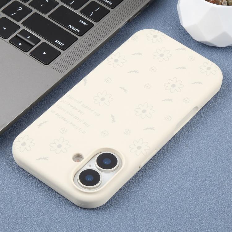 For iPhone 17 Large Hole Daisy Floral Printed Liquid Silicone Phone Case